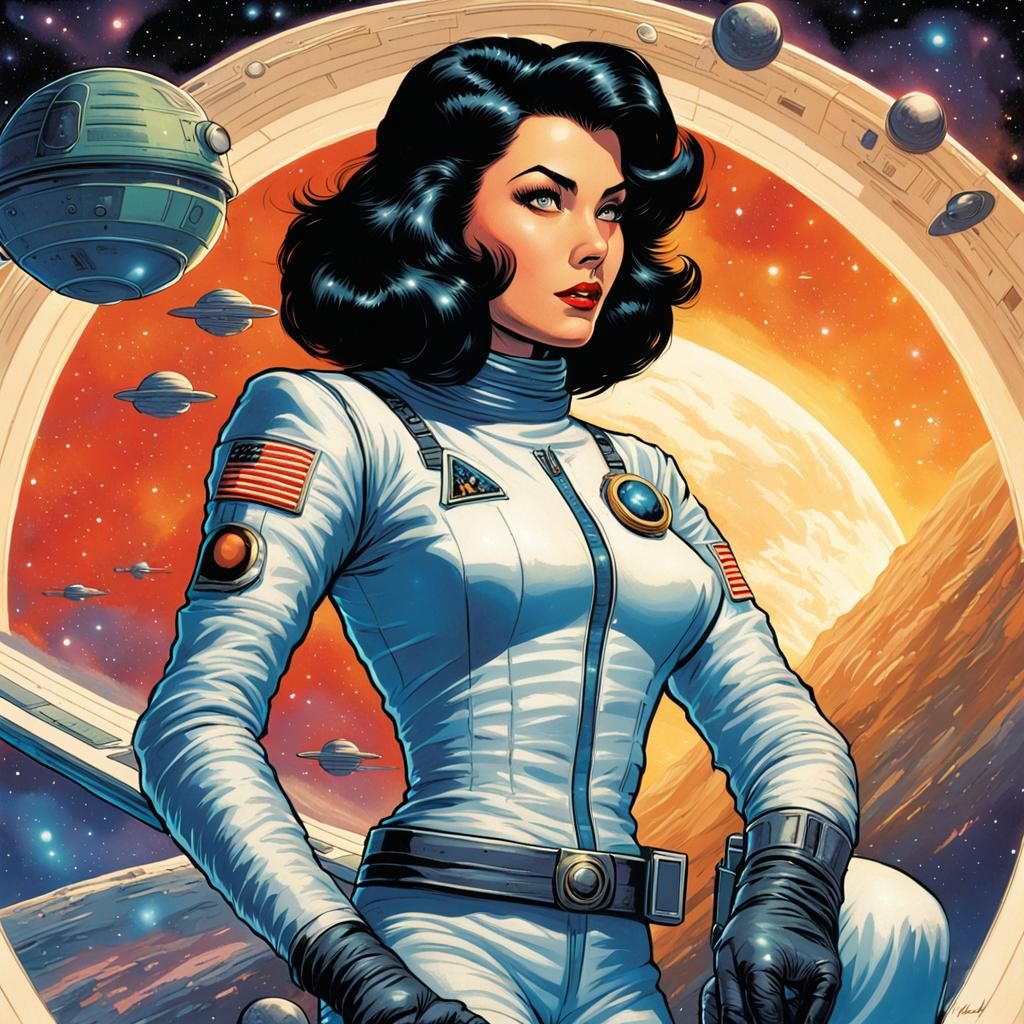 Vintage Sci-Fi Pinup Space Ranger Poster