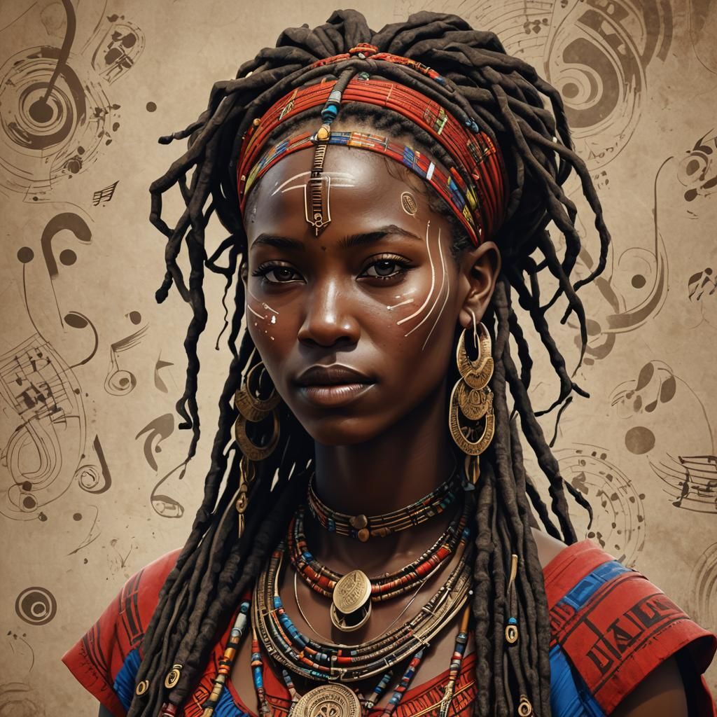 Musical African Woman in Traditional Dress