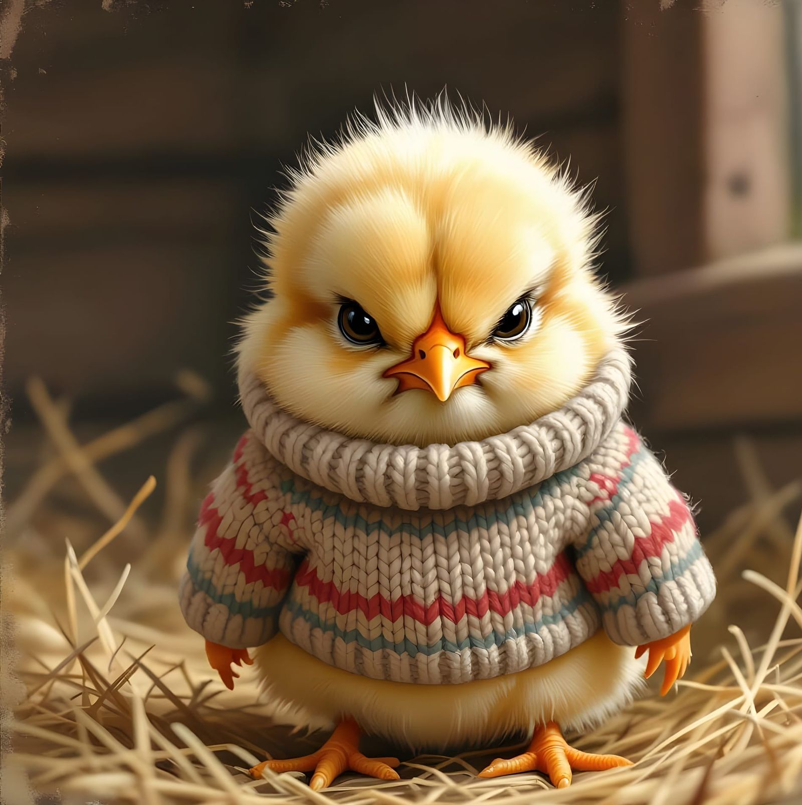 Grumpy Chick: An AI-Generated Image