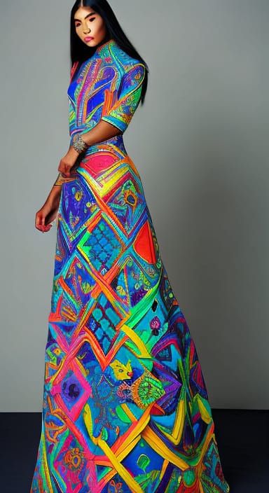 Lady in Origami Dress: Digital Portrait Painting