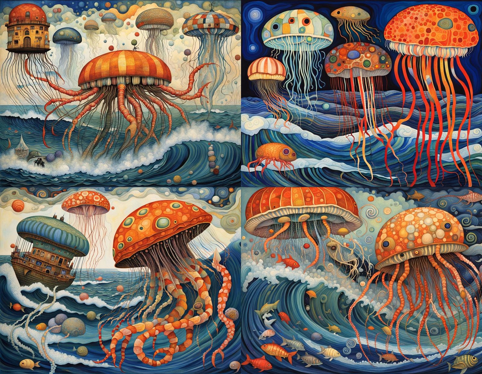 Epic Mutant Battle in Storm, Expressionist Art