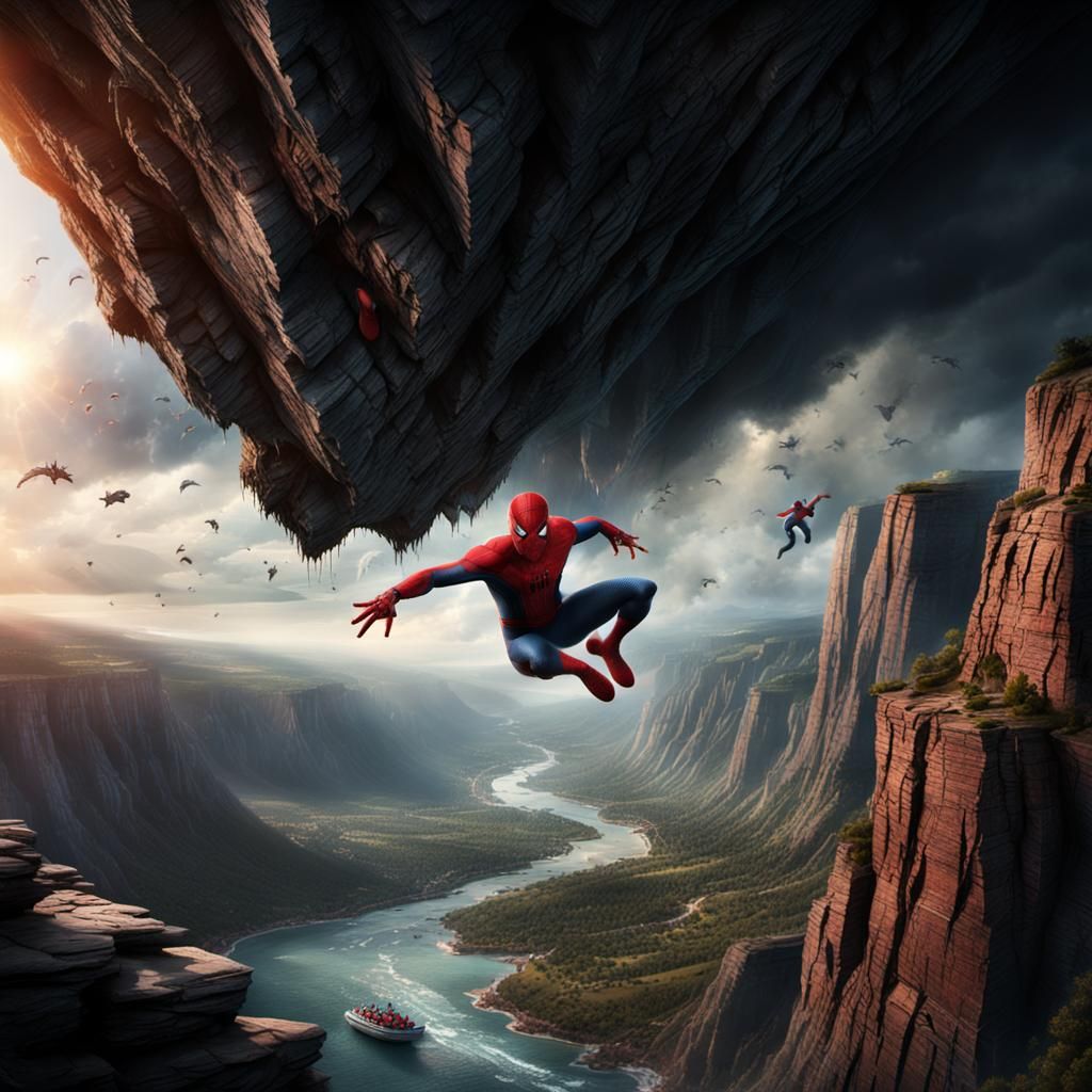Spiderman's Dramatic Fall From Cliffside