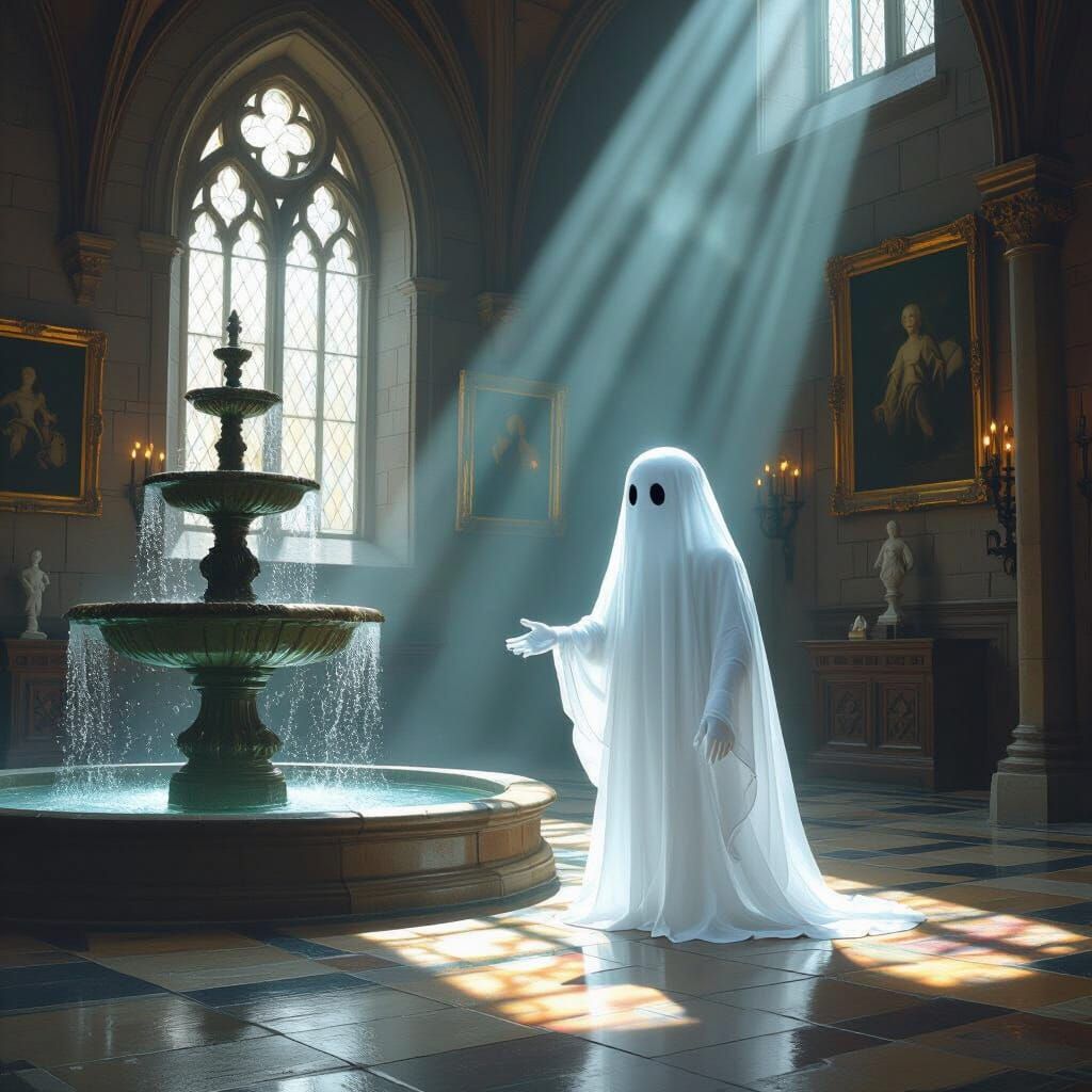 Ghost in Hogwarts Hallway as Digital Matte Painting