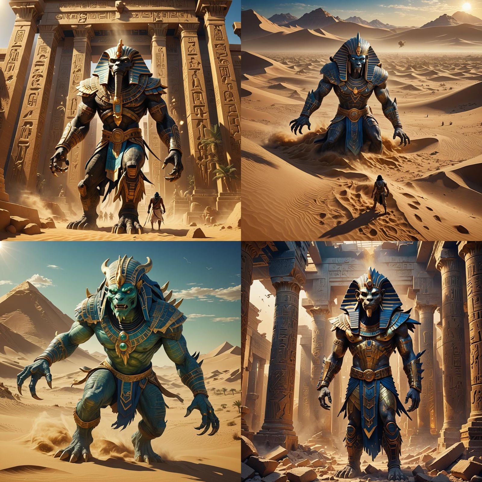 Detailed Matte Painting of a Pharaonic Monster