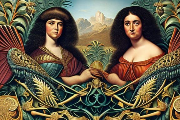 Detailed Photograph of People in Art Nouveau Style