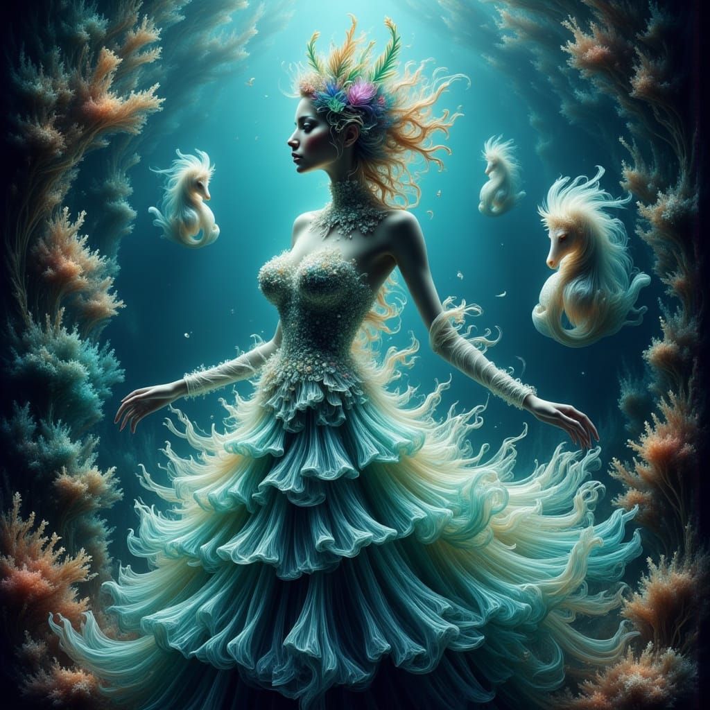 Dogfish Masquerade in Bioluminescent Underwater Palace