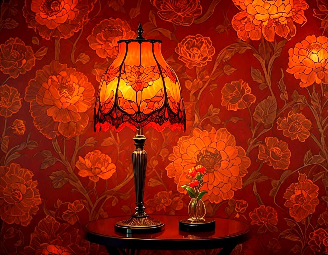 Art nouveau lamp, in style of Emile Gallé