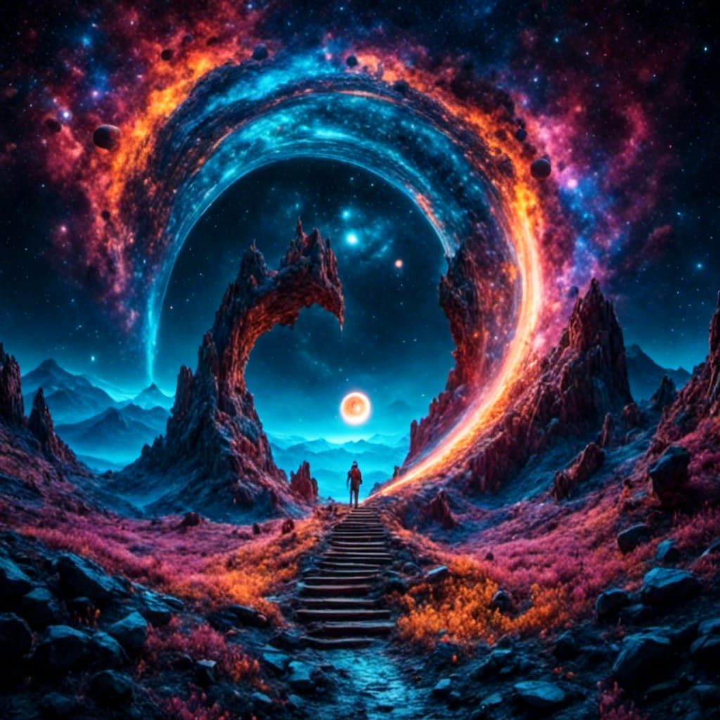 Epic Space Rainbow Encompassing a Blackhole