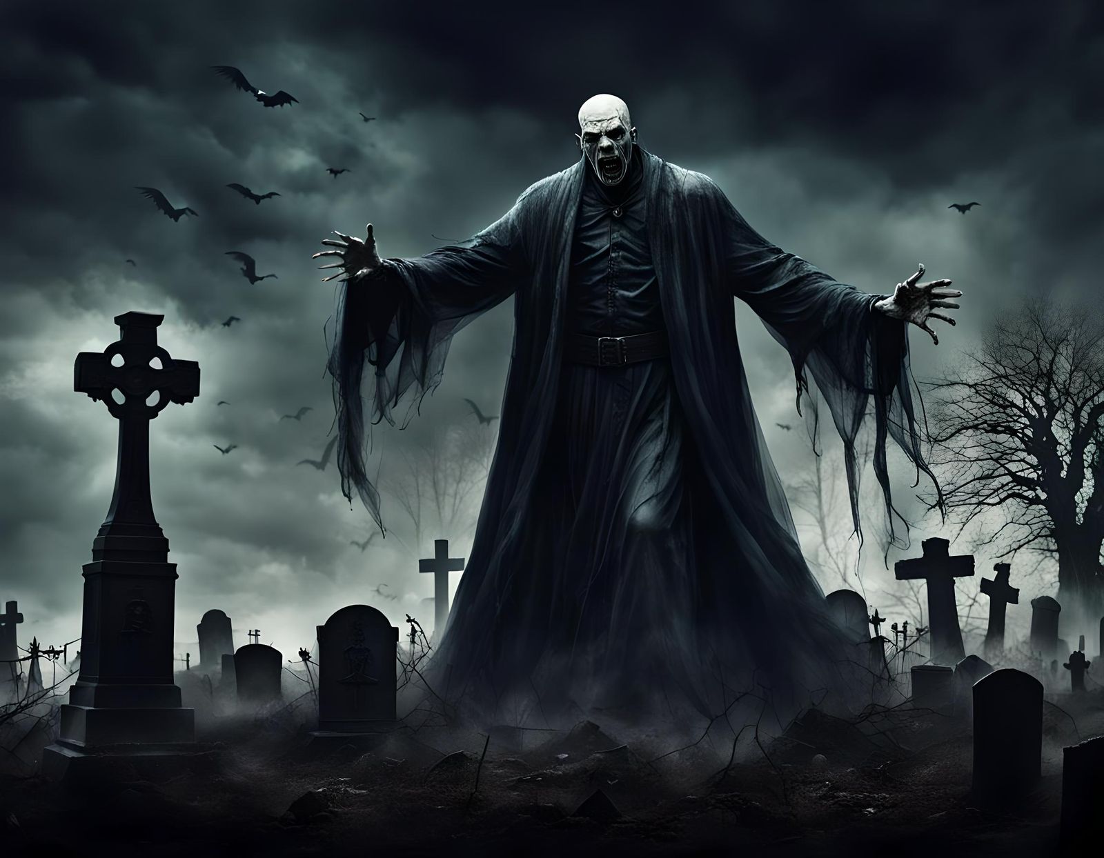 Towering Ghoul King in Haunted Graveyard Scene