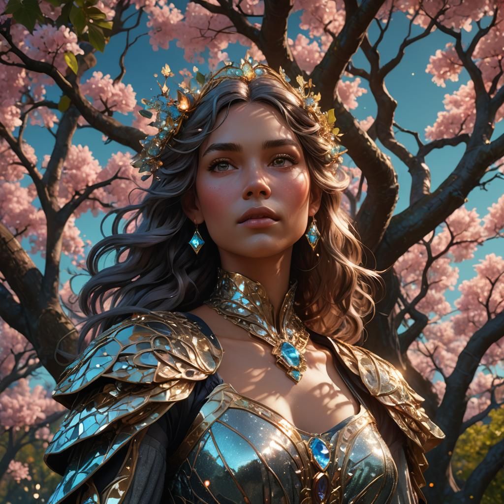 Metallic Gem Summer Night with Sparkling Woman