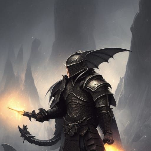 Armored Dragonborn in Battlefield: Dark Fantasy Art