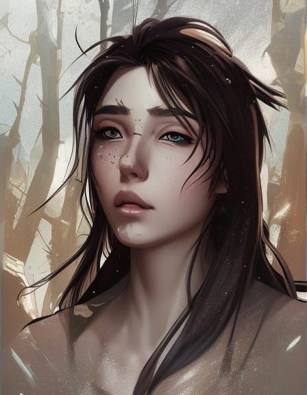 Manga Ninja Girl Portrait in Artstation Style