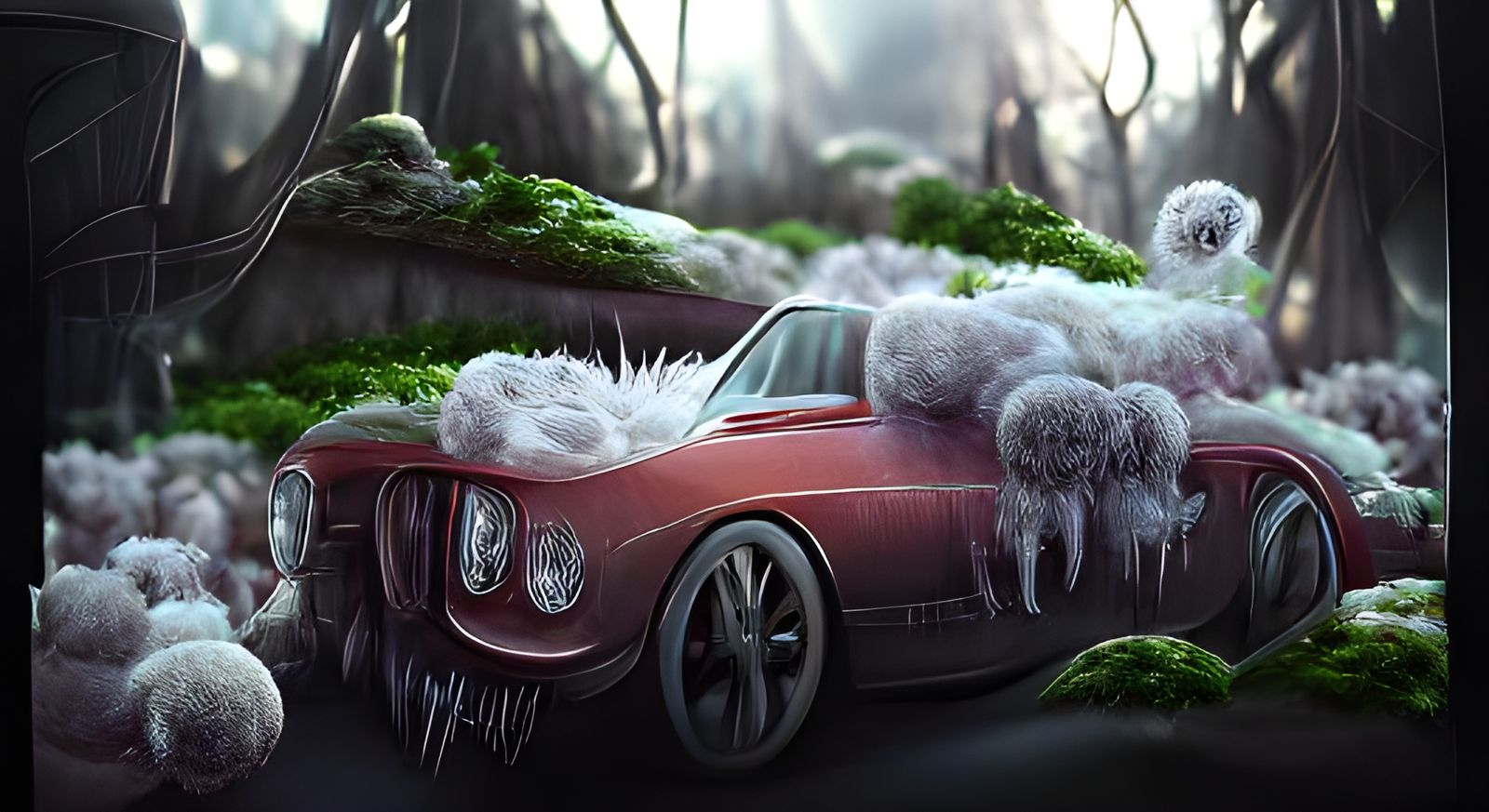 Hoarfrost Mycelium Monsters with Tentacles in 8k