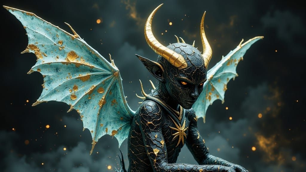 Crystal Tiefling with Kintsugi Gold Repairs