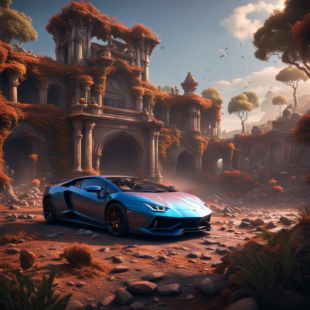 Sensitive Person with Lamborghini: Detailed Matte Painting