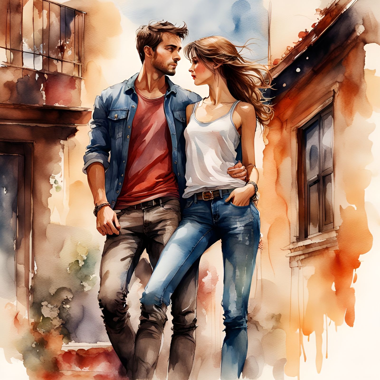 Aetherpunk Illustration of Woman with Young Man