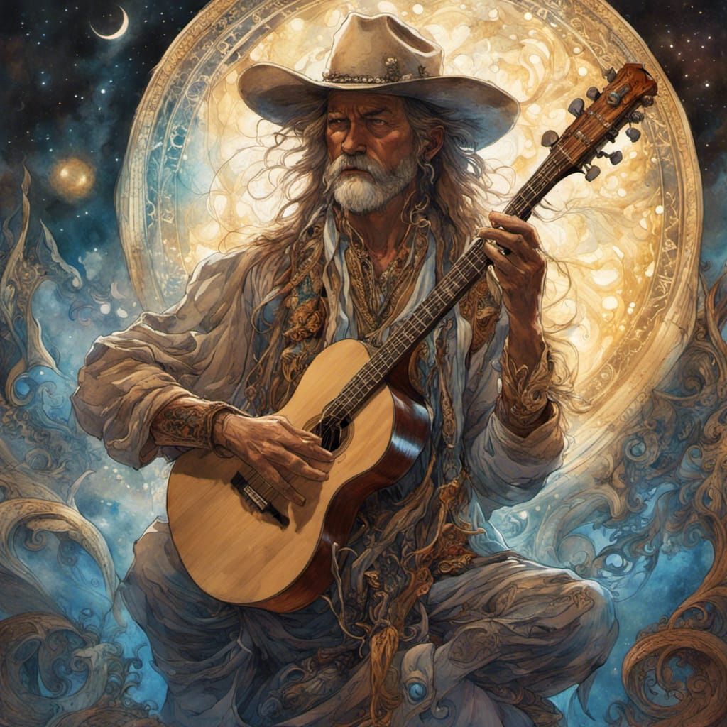 Cosmic Cowboy Deity Plays Celestial Banjo