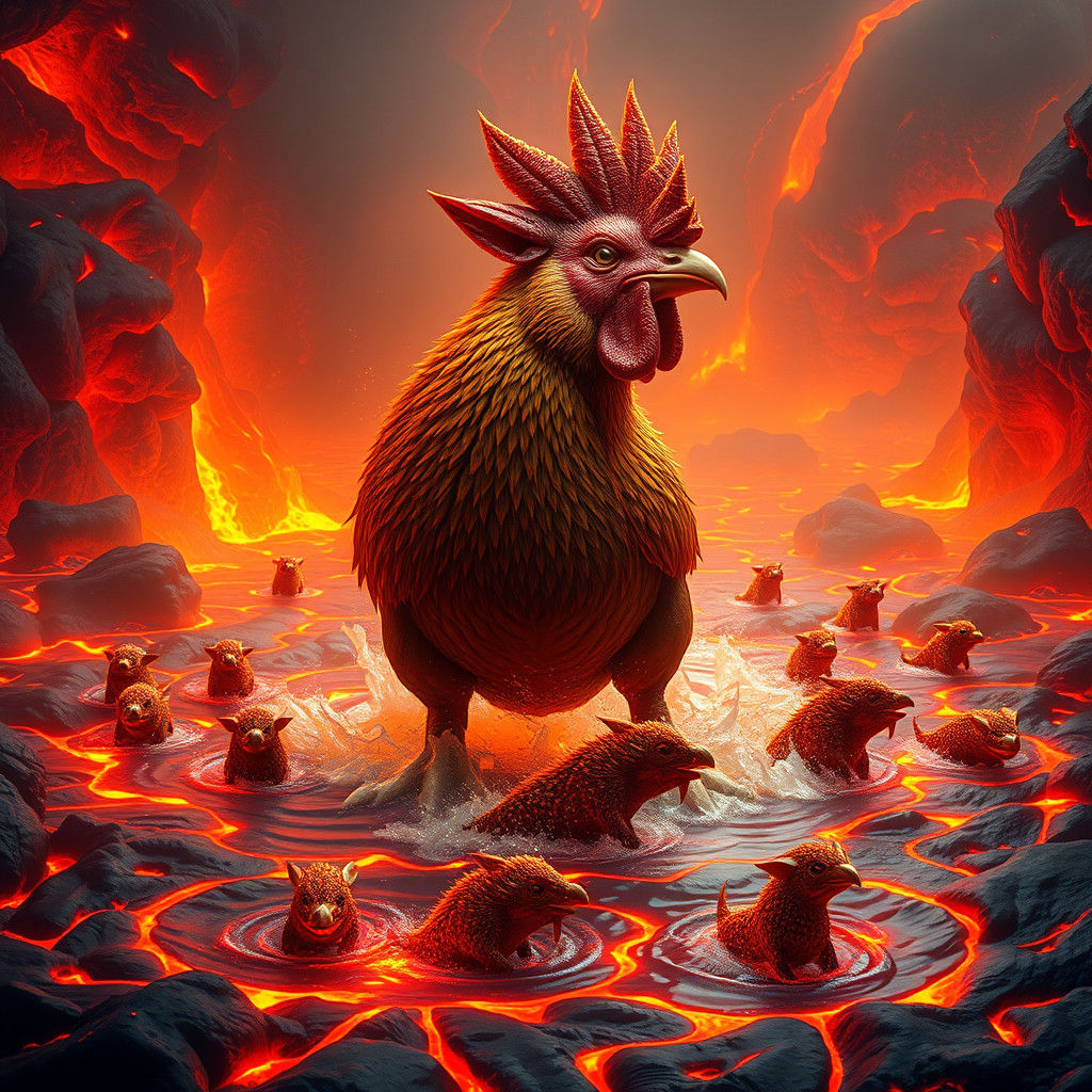 Fiery Chicken-Pig Hybrid Commands Lava Army