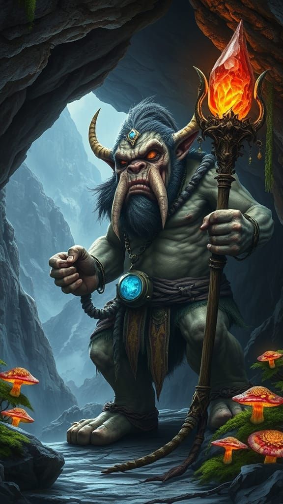 Mystical Folklore Troll in Mountain Lair