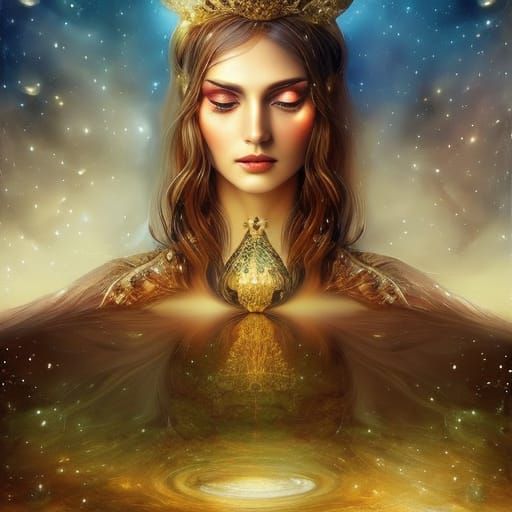 Surreal Woman Seeks Stars in Abstract Fractal Art