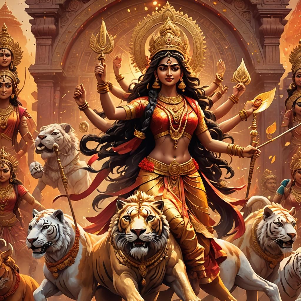 Nav Durga: Nine Forms of the Goddess in Epic Fantasy Art
