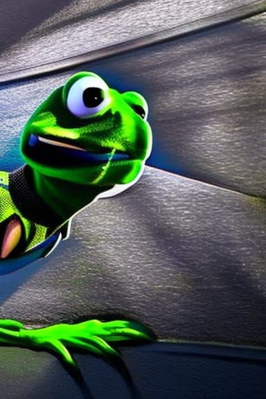 Hyperrealistic Kermit the Frog in Digital Art