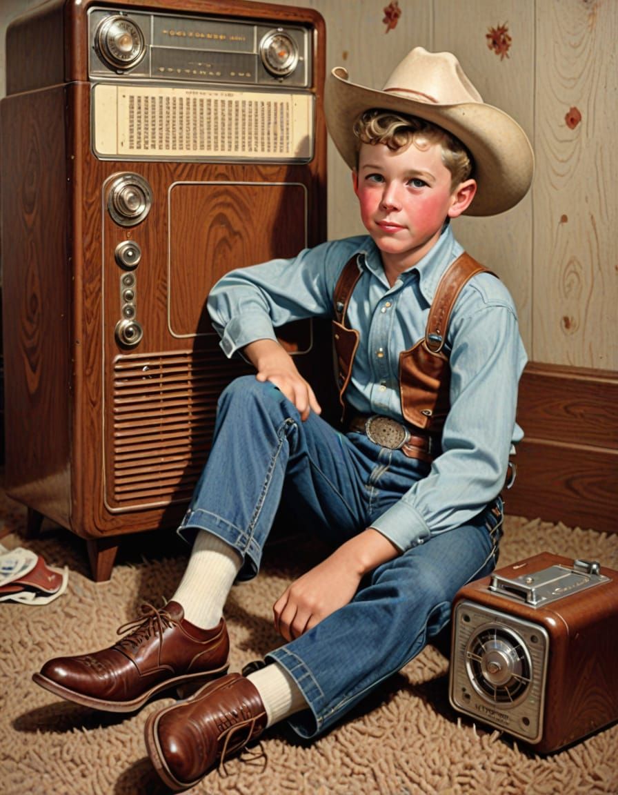 Nostalgic Radio Moment, Norman Rockwell Art