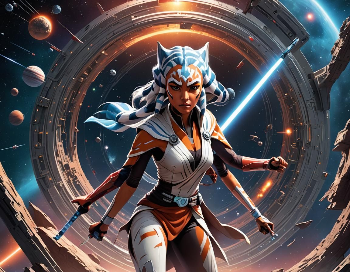 Ahsoka Tano Multiverse Travel in Mixed Media