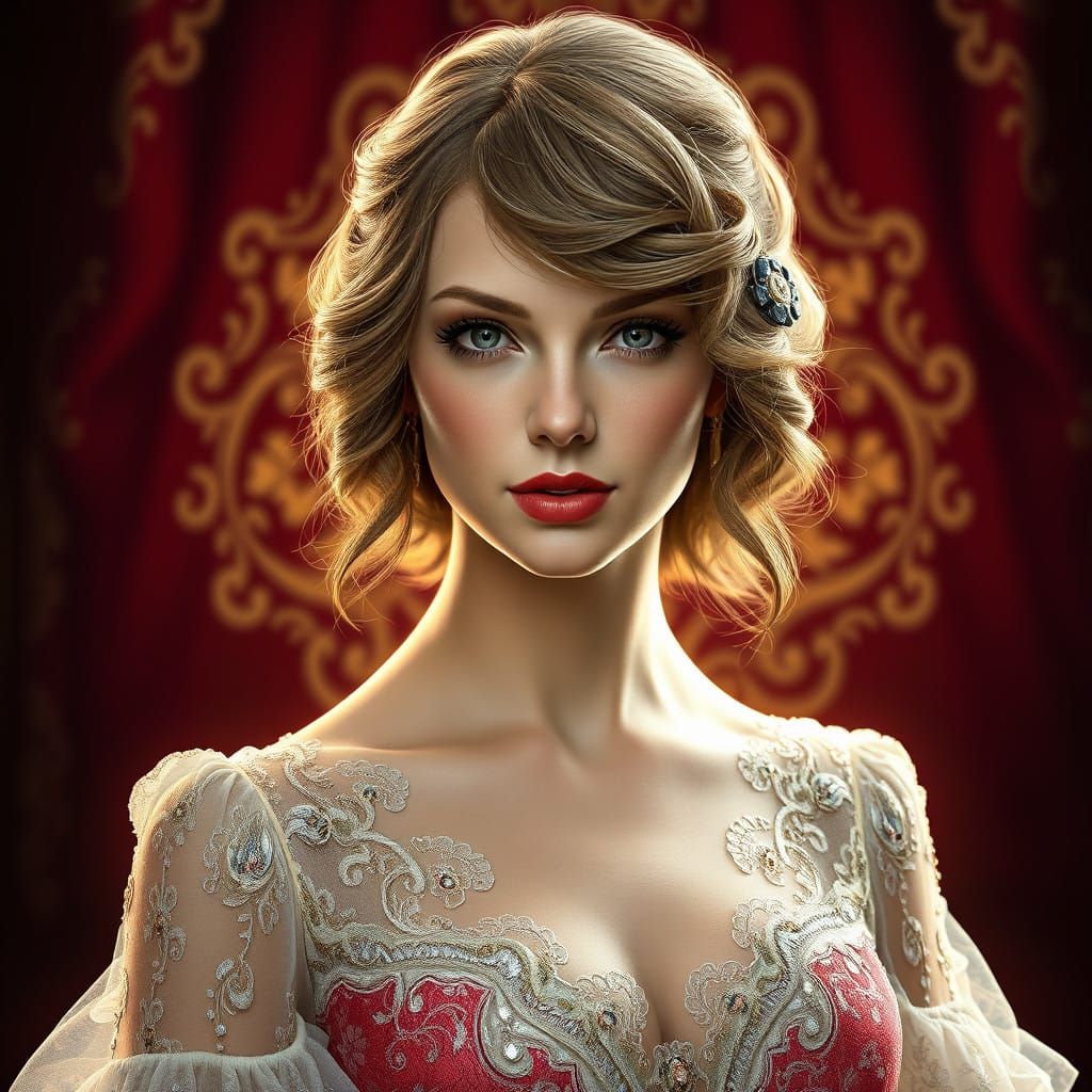 Taylor Swift in Opulent, Art Nouveau-Inspired Portrait