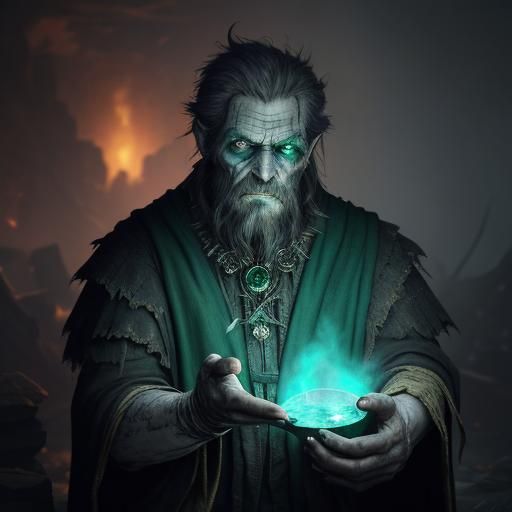 Spectral Miser Counting Coins: Dark Fantasy Art