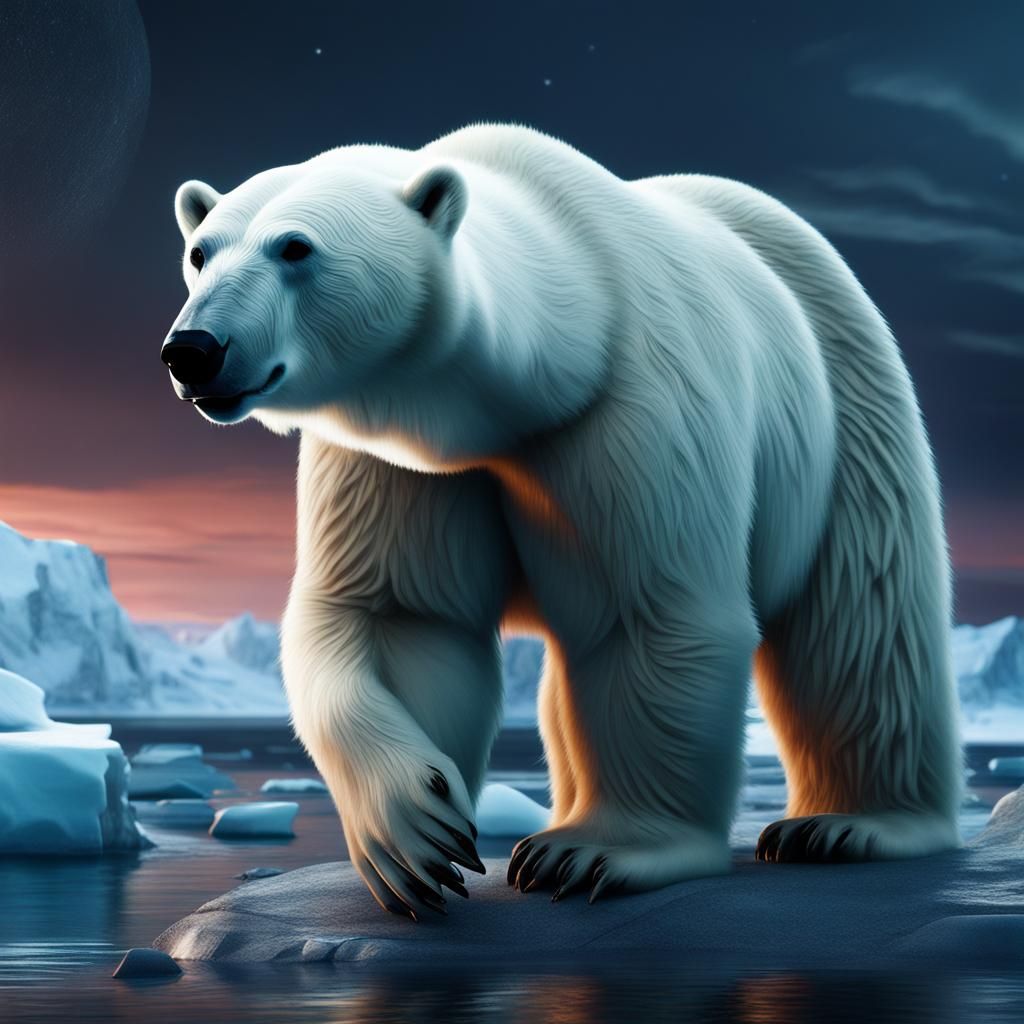 Arctic Polar Bear at Night: Fantasy Concept Art