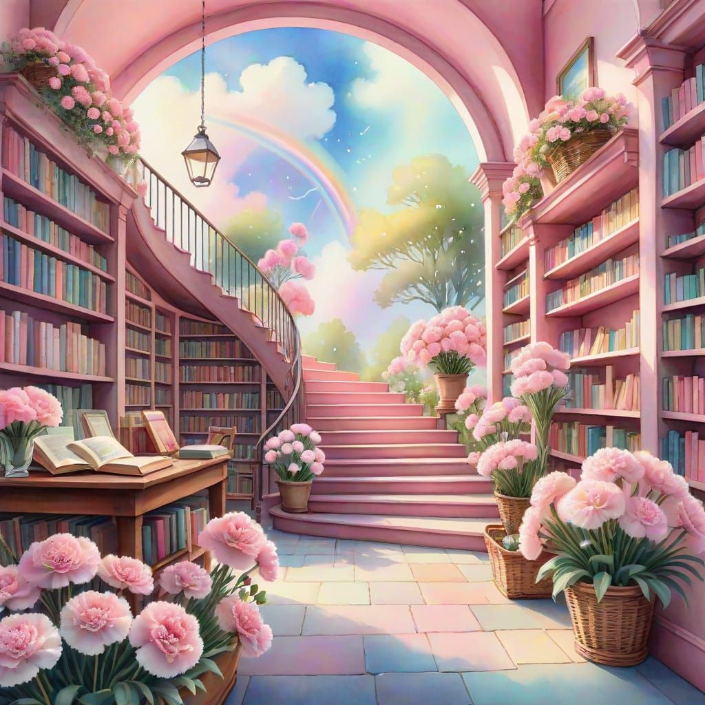 Whimsical Bookstore in Watercolor Style