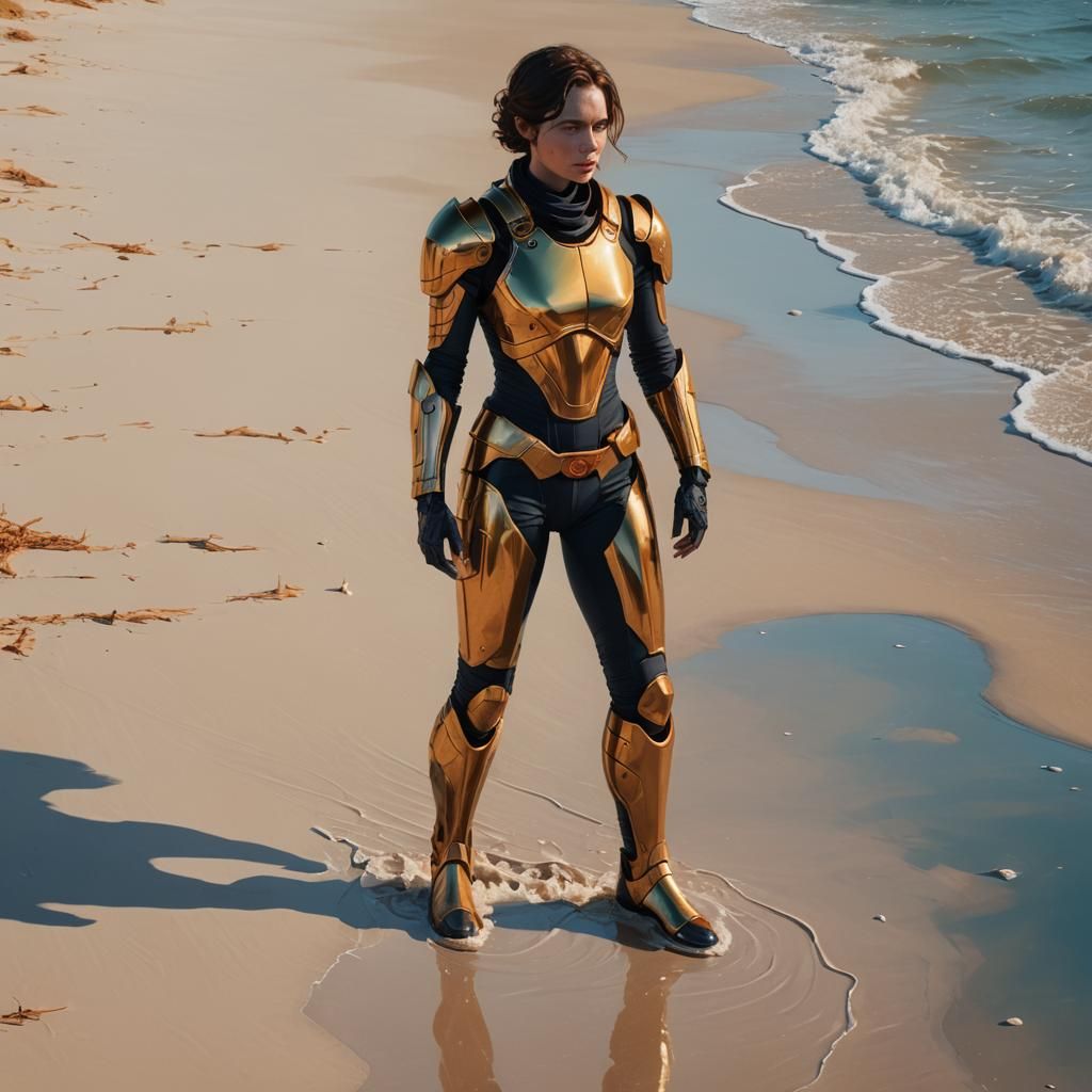 Atreides Woman on White Sands in Stylized Concept Art