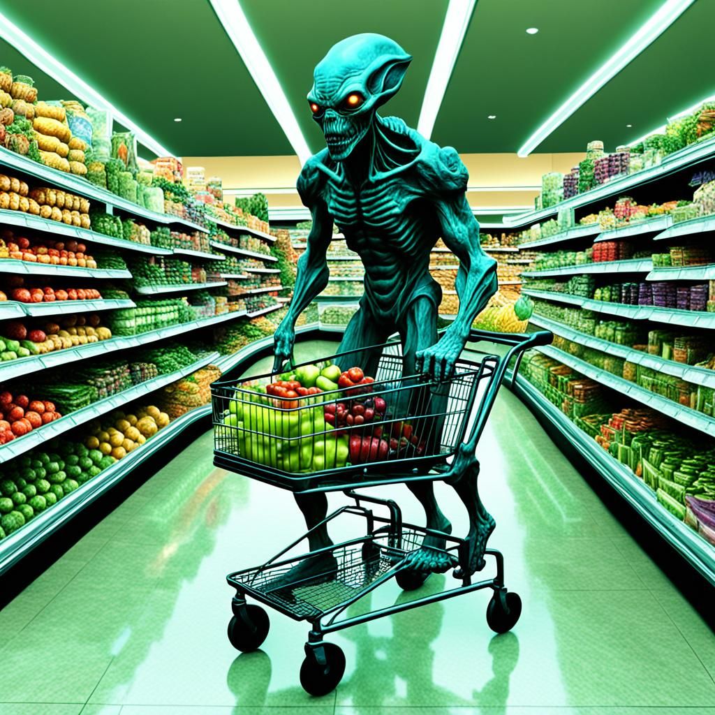 Alien Demon Shopping in Mandelbulb Fractal Dimension