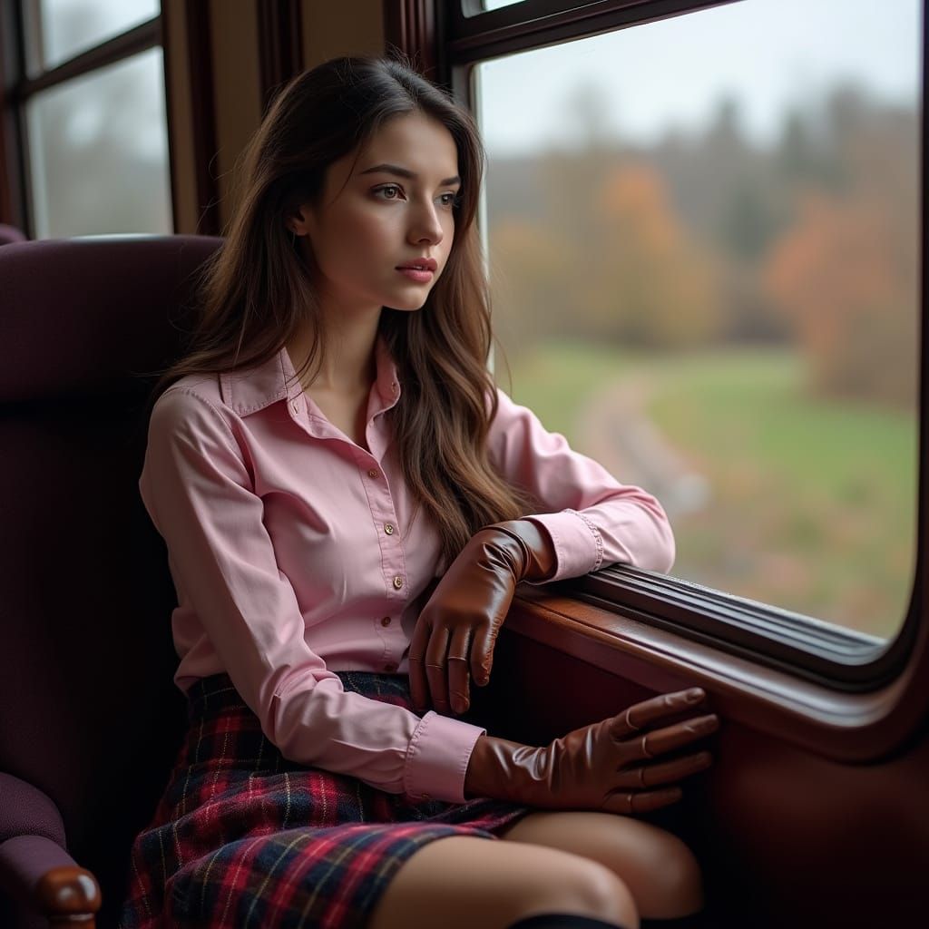 Romantic Train Journey in Autumnal Hues