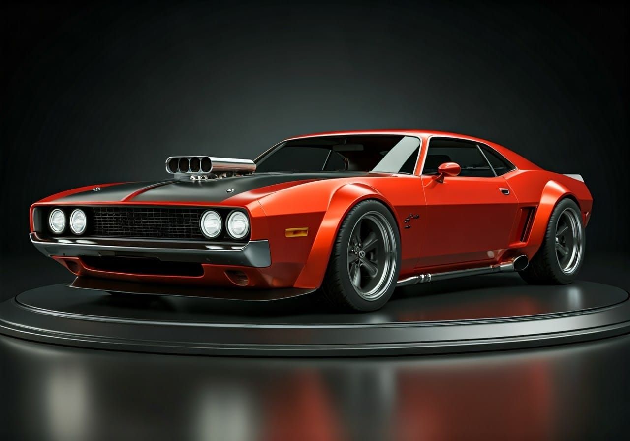 Mid-Century Retro-Futuristic Muscle Car Concept