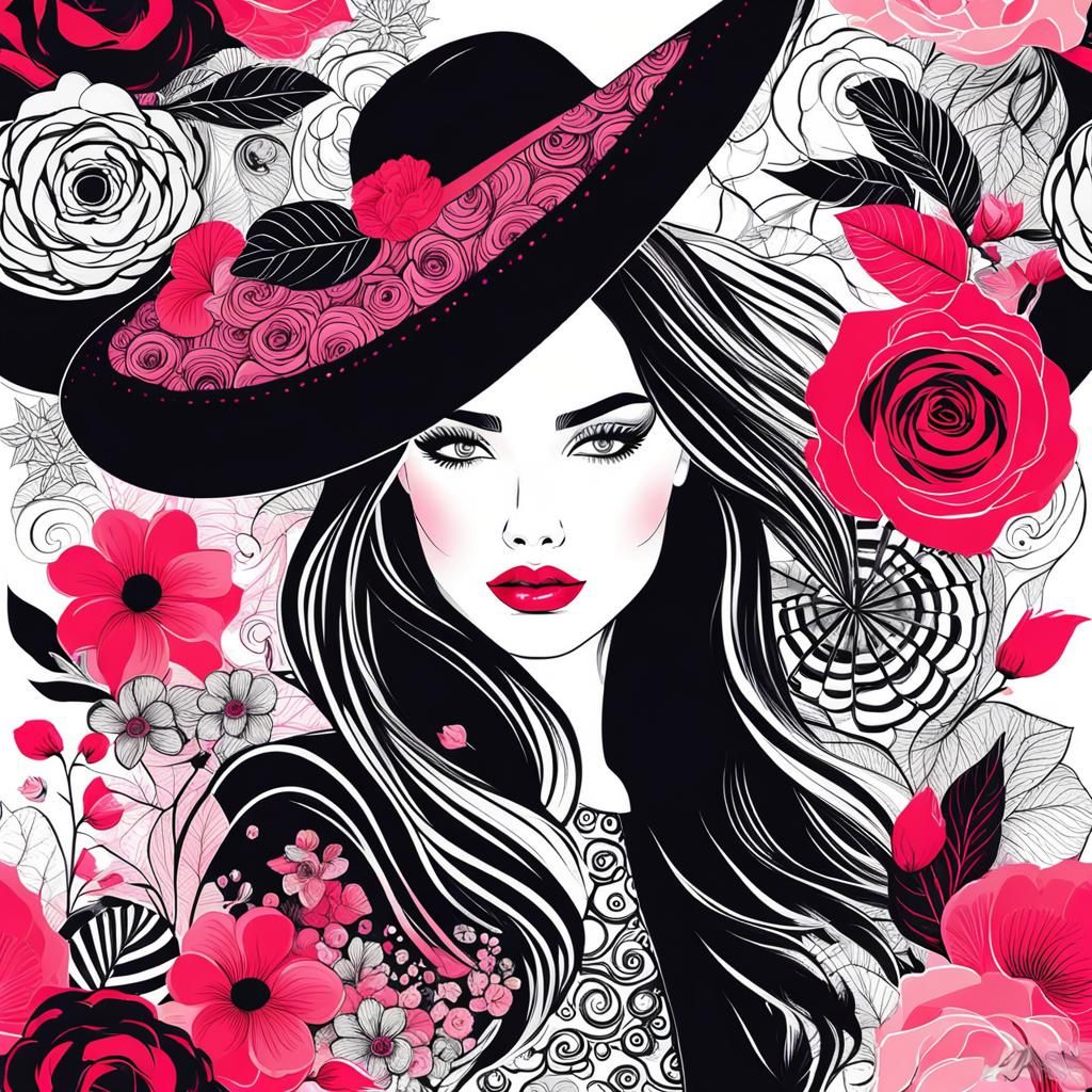 Abstract Fashion Illustration of Two Girls