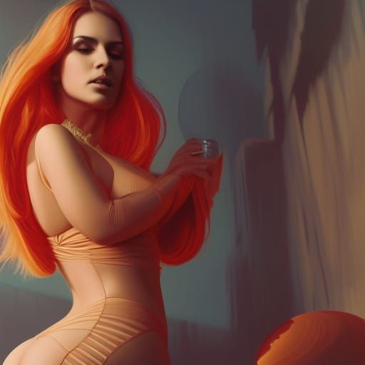 Detailed Portrait of a Curvy Model in Latex