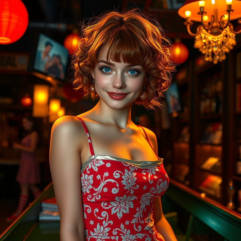 Beautiful Redhead Poses in Summertime Setting, Inspired by H...