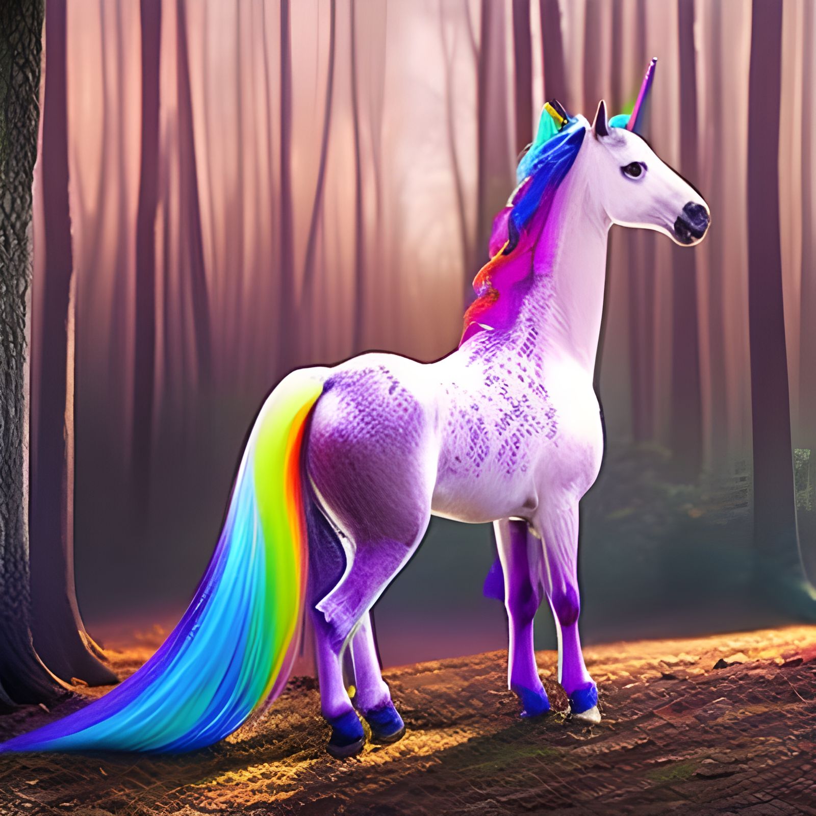Unicorn Portrait in Woodlands: Hyperdetailed Concept Art