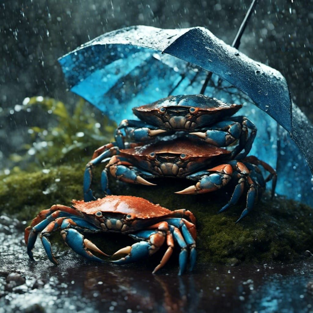 Crabs in the rain