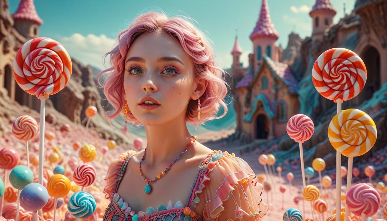 Wanderer in Candy Land, Vibrant Filigree Style