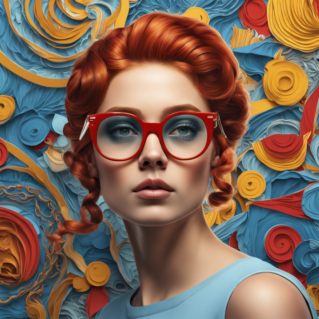 Vibrant Pop Art Portrait with Retro-Inspired Hair