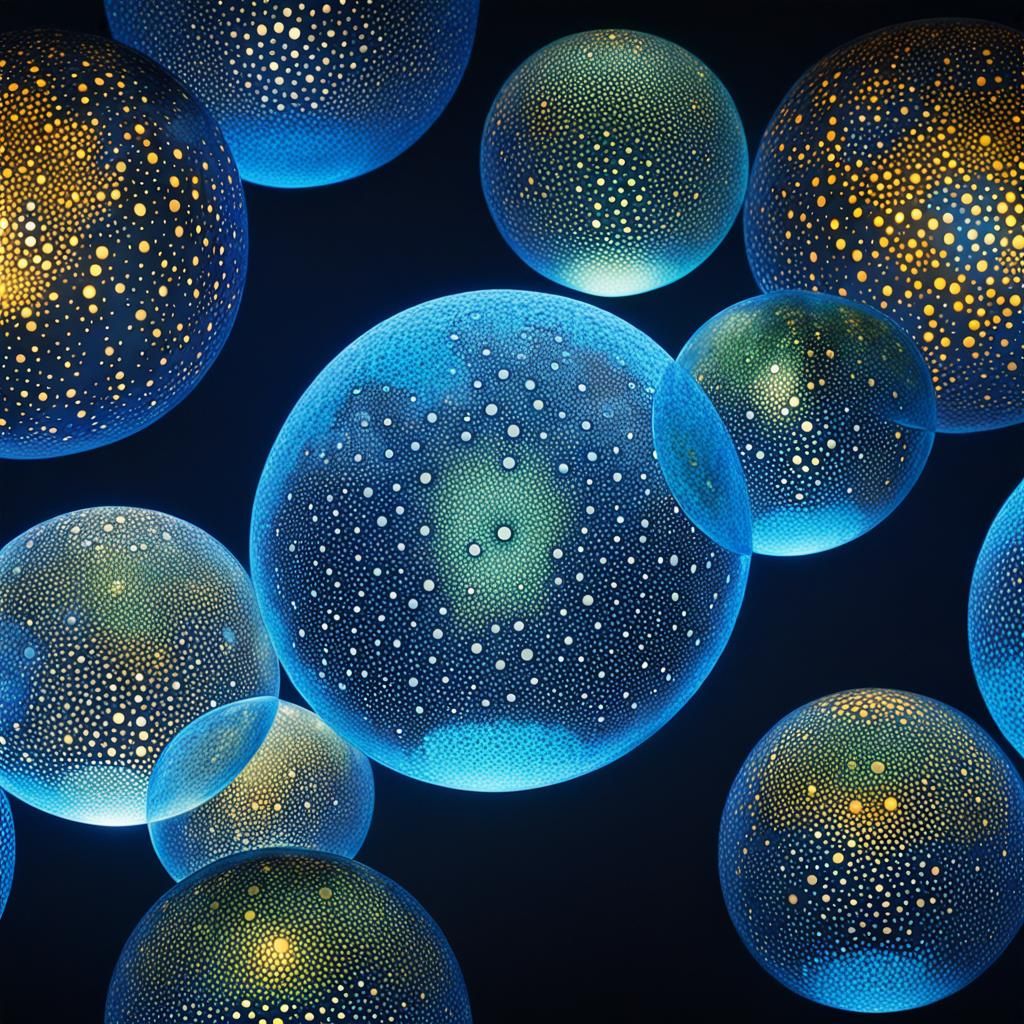 Bioluminescent Orbs in a Fractal Glass Design