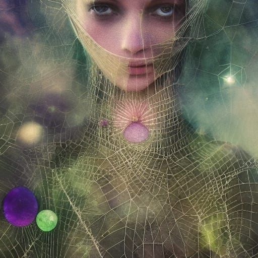 Ethereal Cityscape with Botanical Structure and Vogue Face