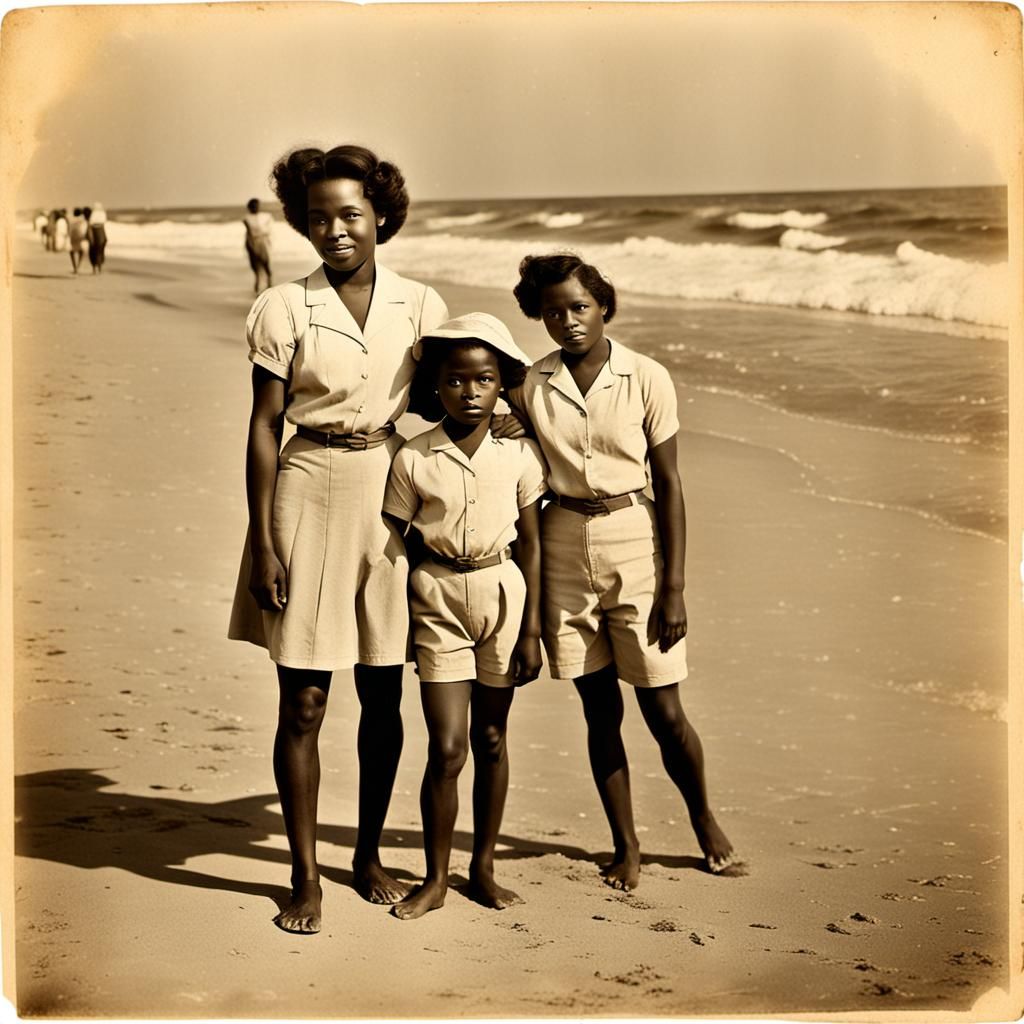Vintage Photograph: African American Women at the Beach