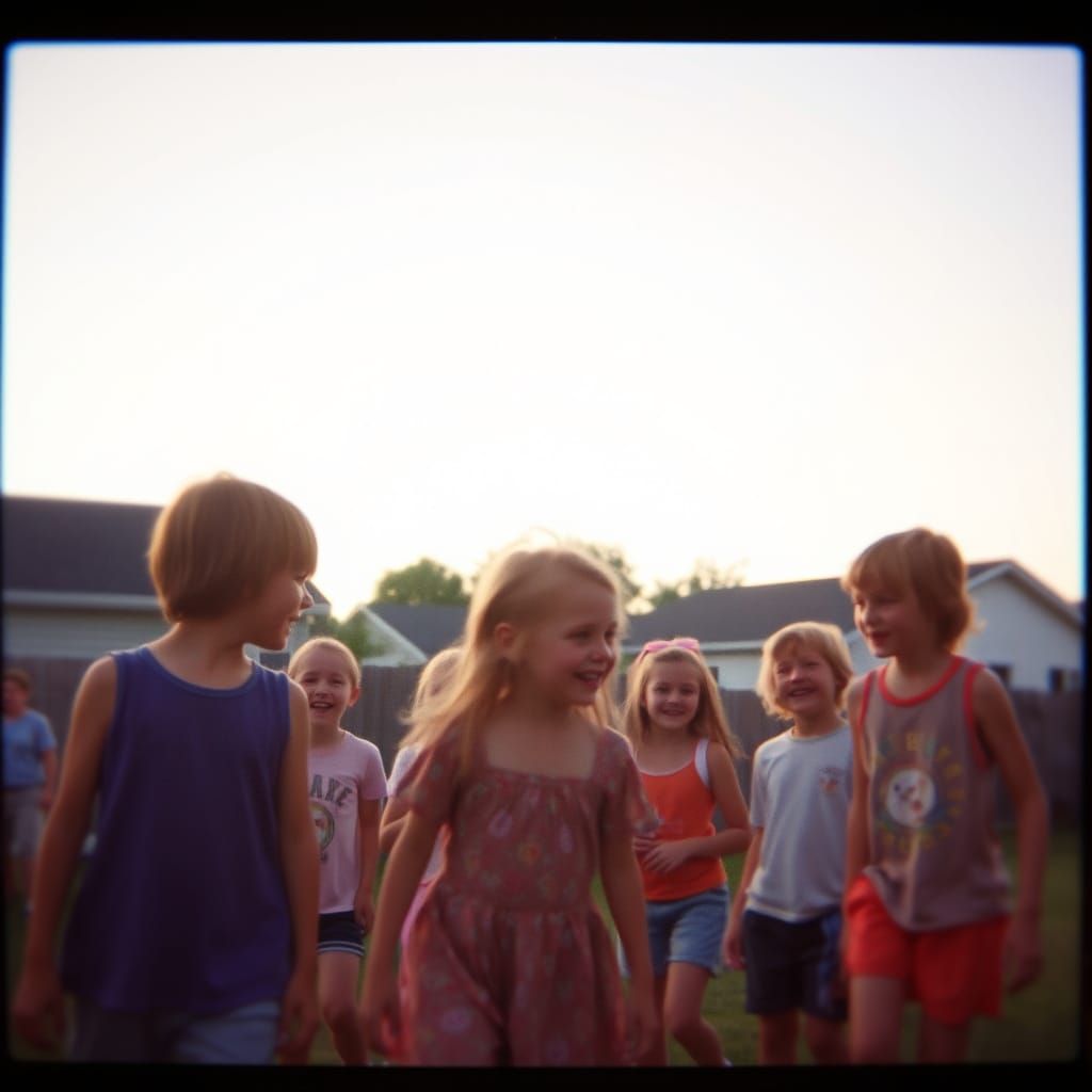 Nostalgic 90s Summer Scene with Handheld Camera Blur