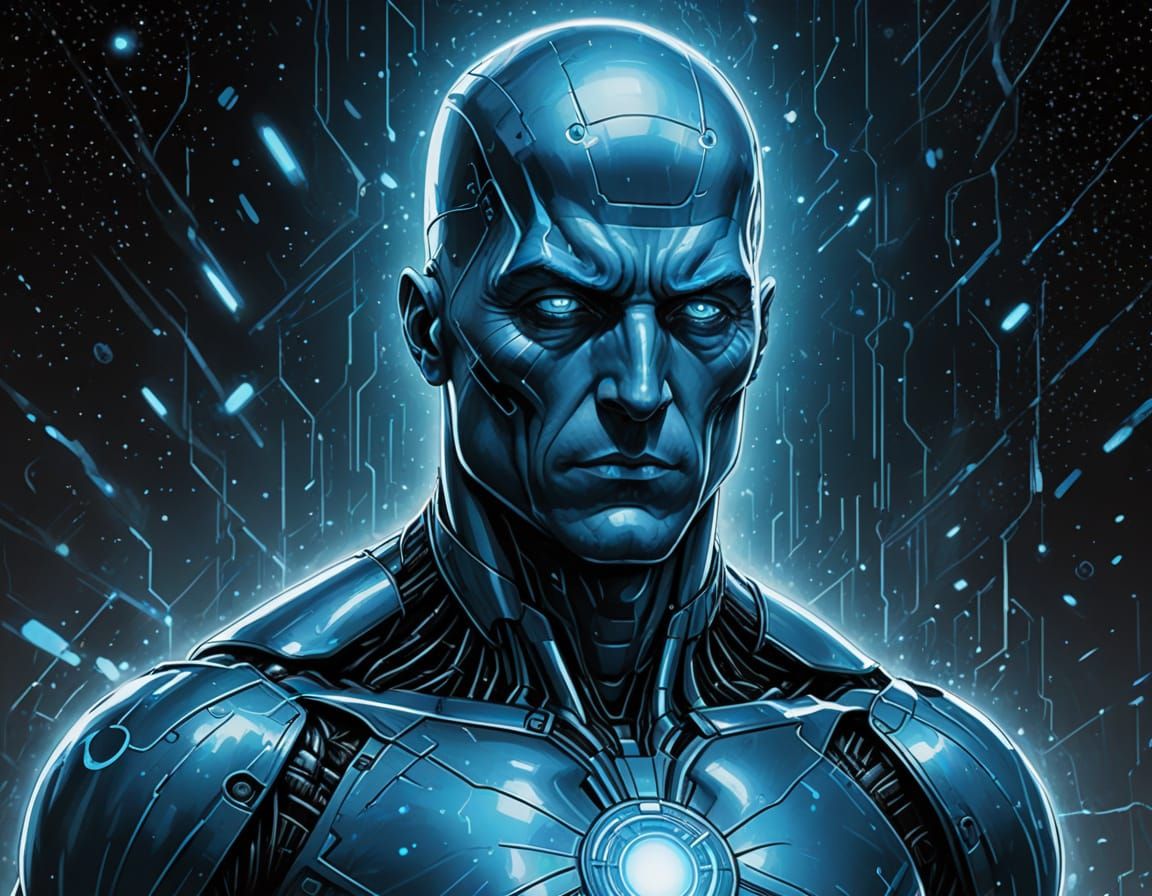 Doctor Manhattan, Android with Polished Light Blue Skin, in ...