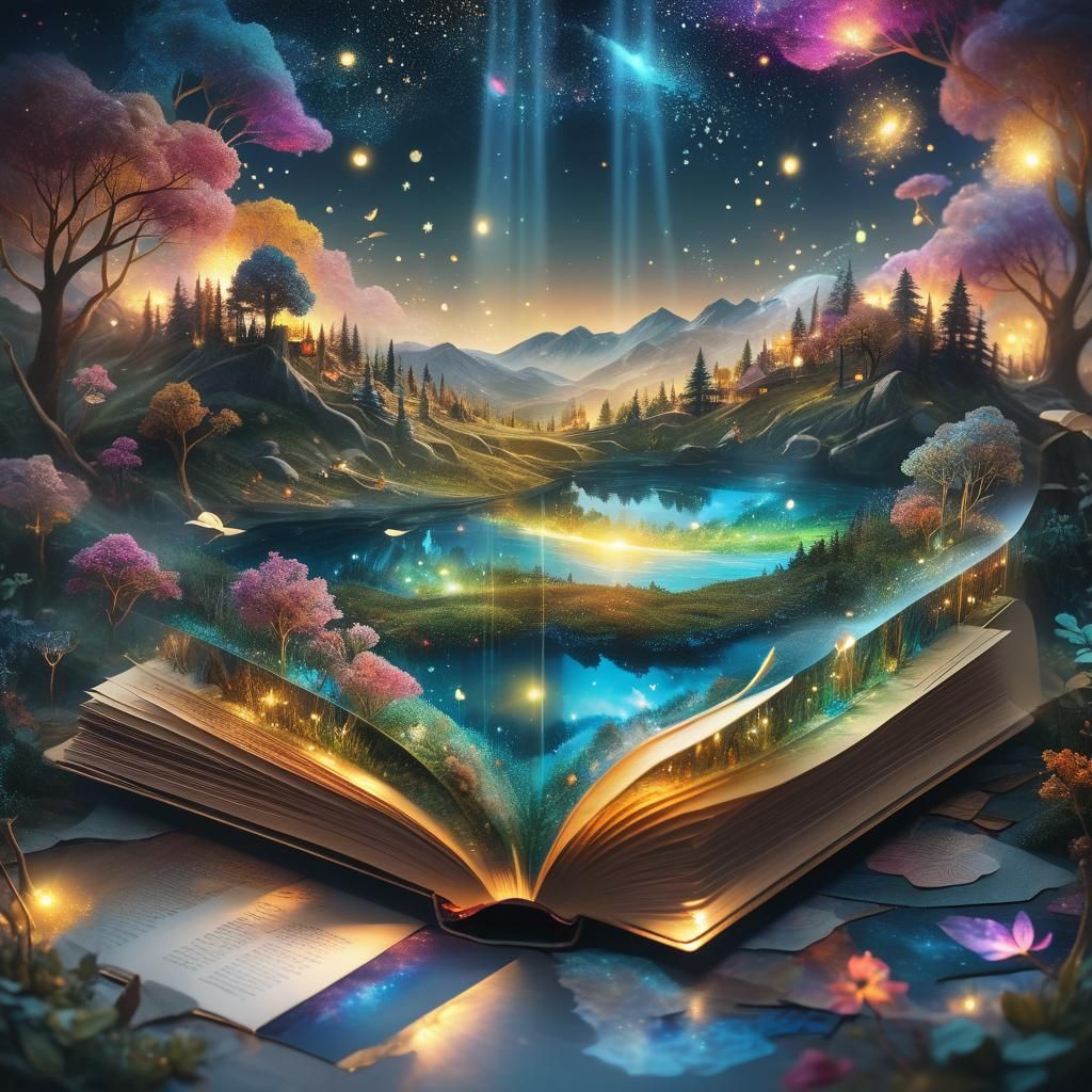 Book of Dreams: Double Exposure Fantasy Landscape