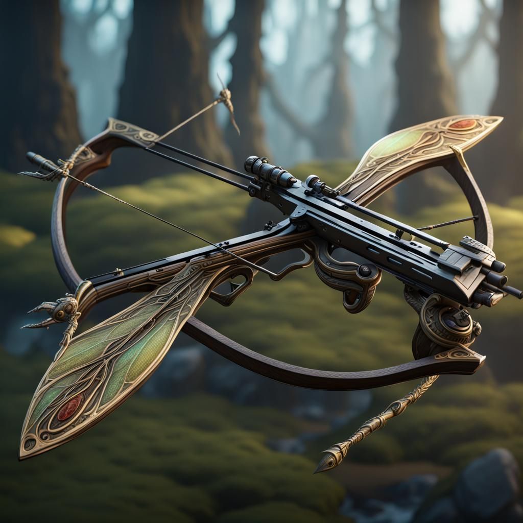 Dragonfly Crossbow: Detailed Matte Painting in Deep Color